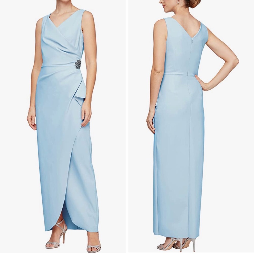 NWT Alex Evenings side gathered v neck dress size 14P